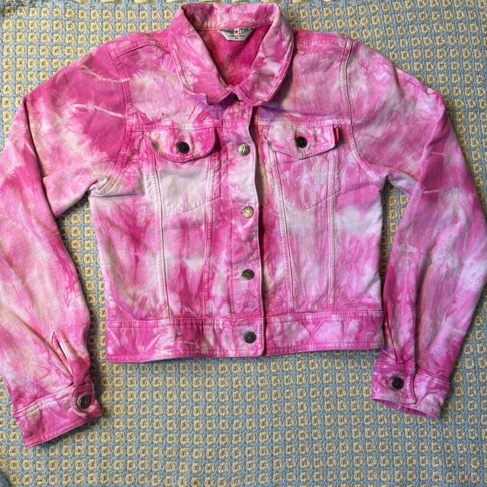 Hard Tail Forever Pink Tie Dye Cotton Denim Style Jacket HT674 USA Made Medium